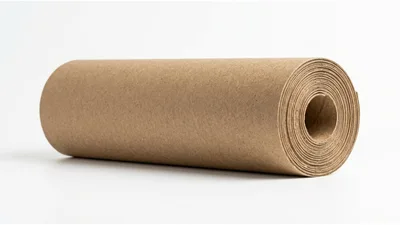 Brown Kraft Paper Roll Isolated On White Background