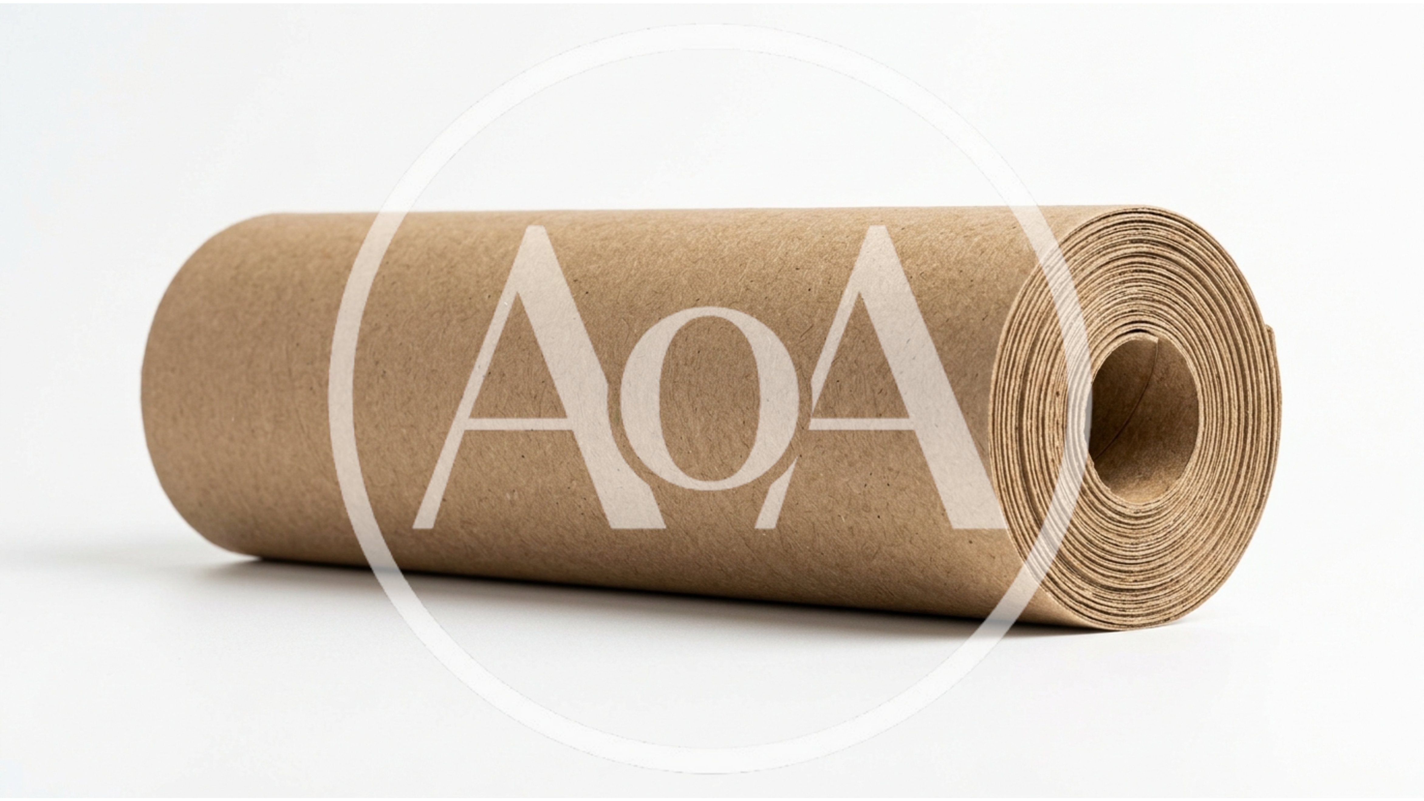 Brown Kraft Paper Roll Isolated On White Background