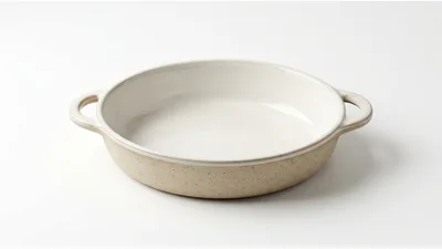 Empty Ceramic Baking Dish With Handles