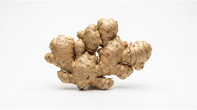 Fresh Raw Ginger Root Isolated On White Background