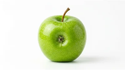 Single Fresh Green Apple On White Background