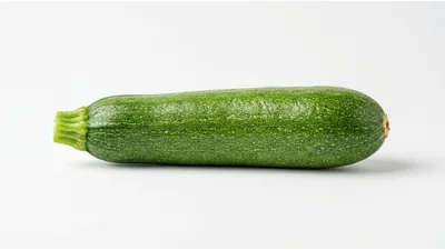 Single Fresh Green Zucchini Isolated On White Background