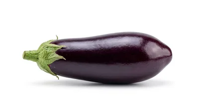 Fresh Whole Purple Eggplant Isolated On White Background