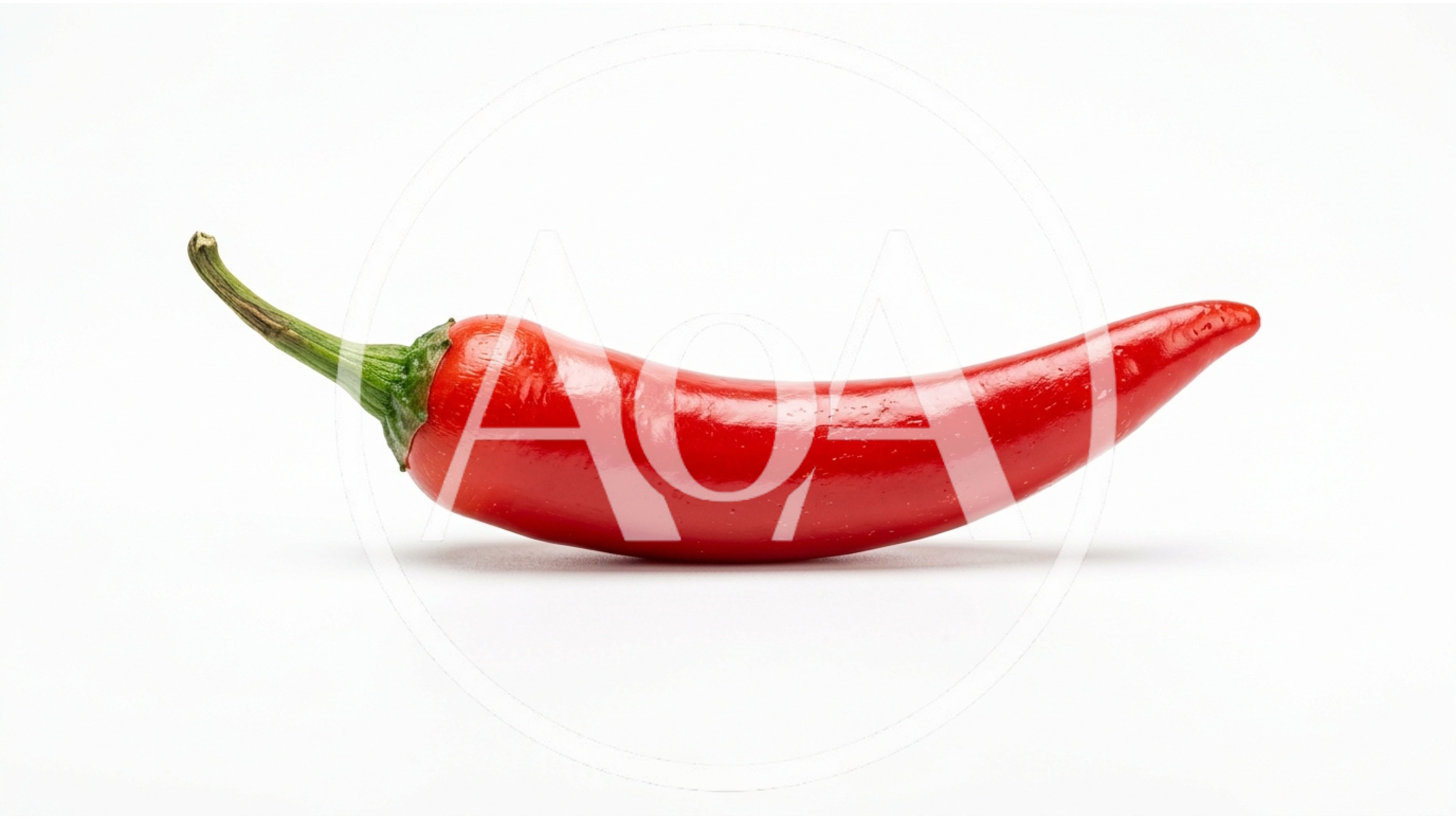 Single Fresh Red Chili Pepper on White Background