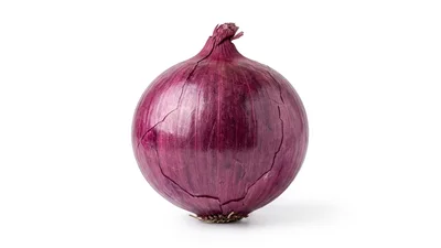 Single Whole Red Onion Isolated On White Background