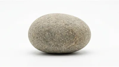 Single Smooth Grey River Stone On White Background