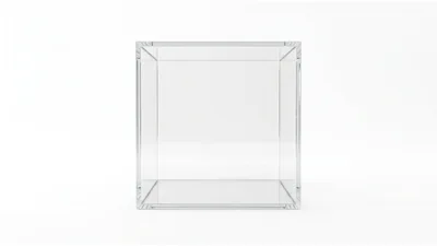 Empty Transparent Acrylic Display Box On White Background