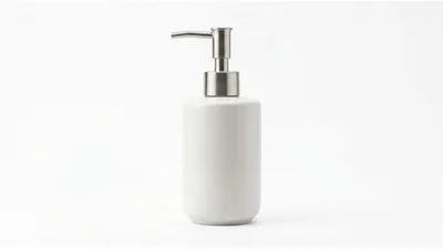 White Ceramic Soap Dispenser With Brushed Metal Pump