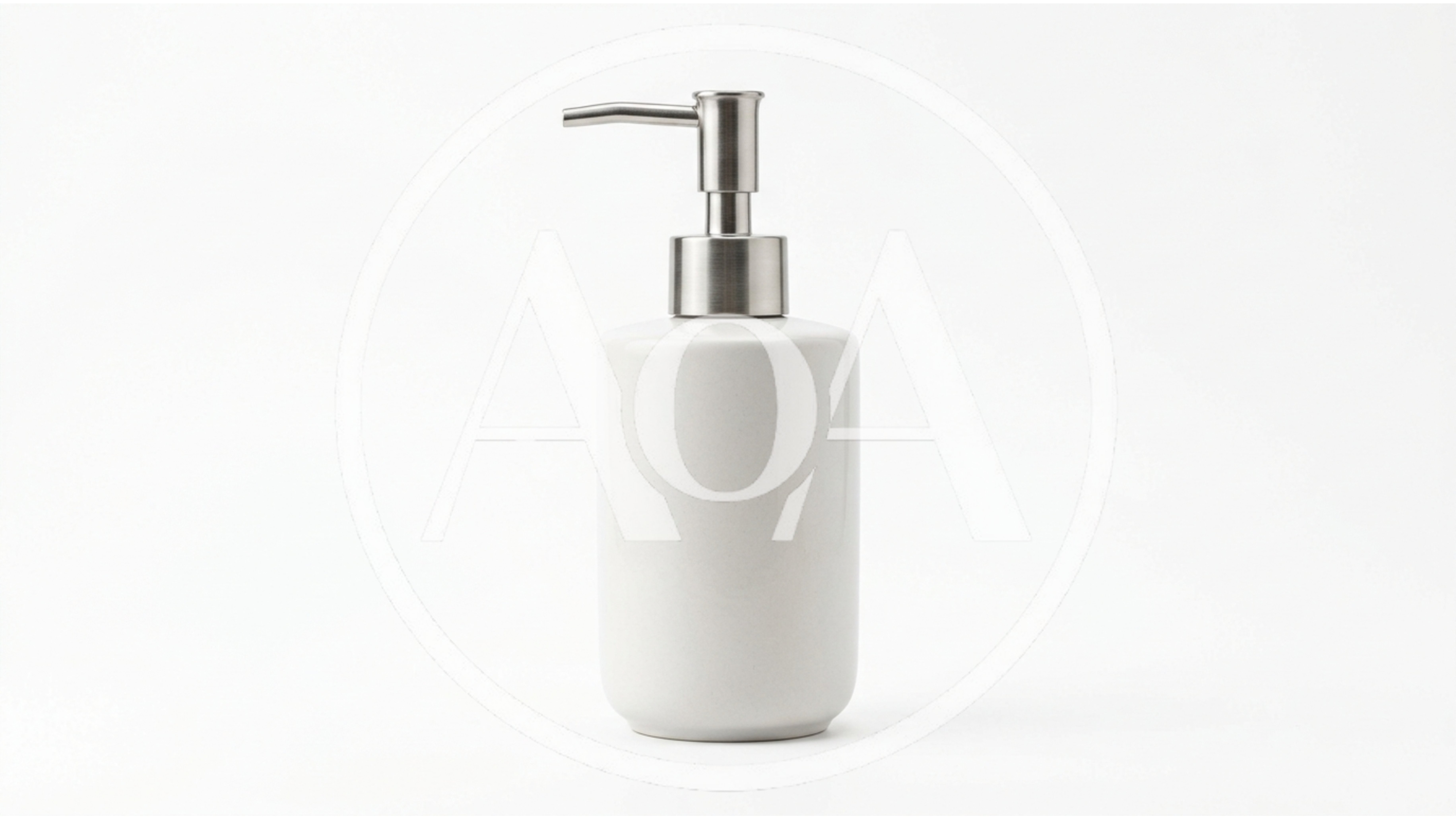 White Ceramic Soap Dispenser With Brushed Metal Pump