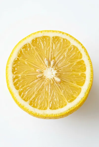 Fresh Half Lemon Slice On White Background
