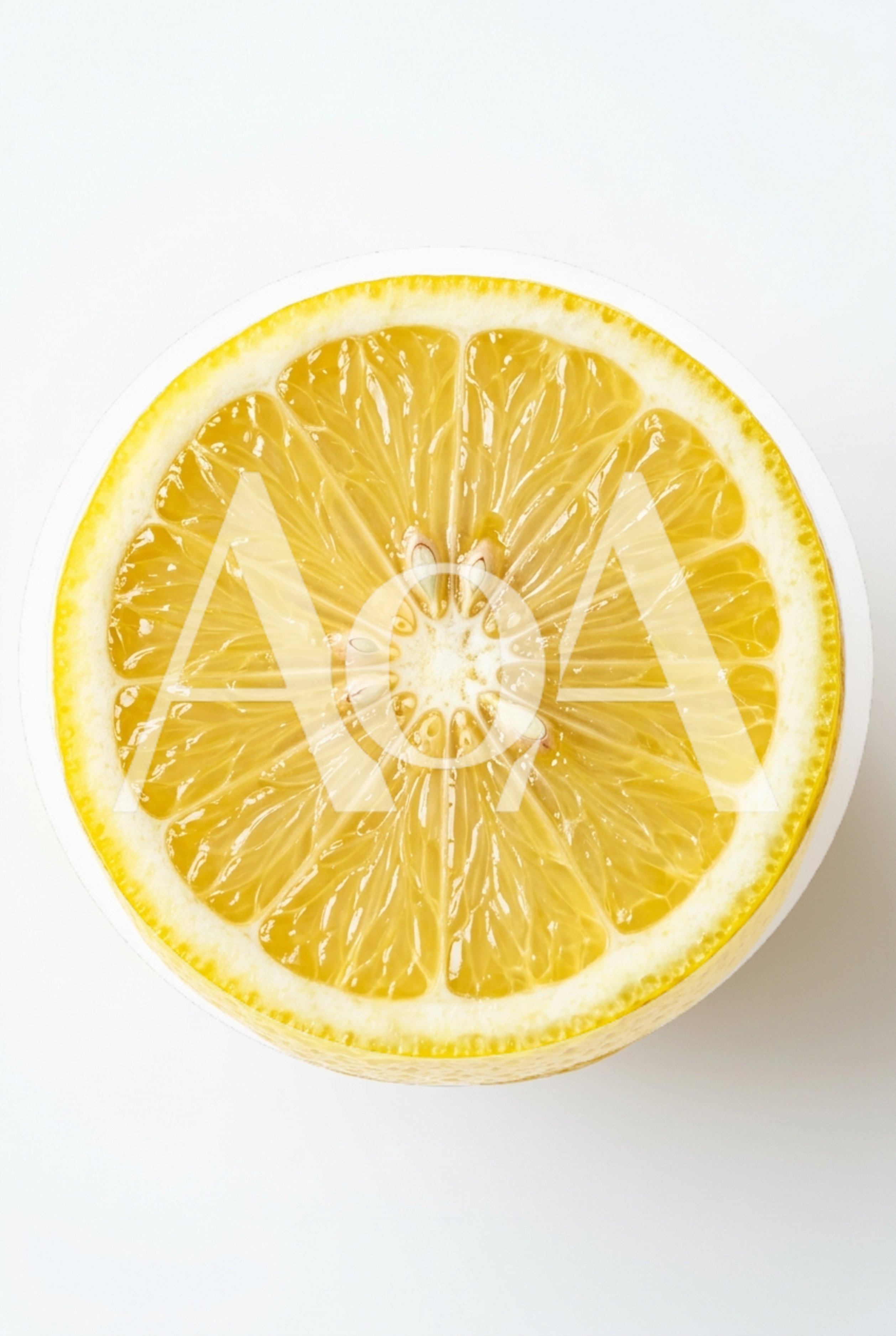 Fresh Half Lemon Slice On White Background