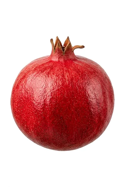Single Fresh Red Pomegranate Fruit Isolated On White