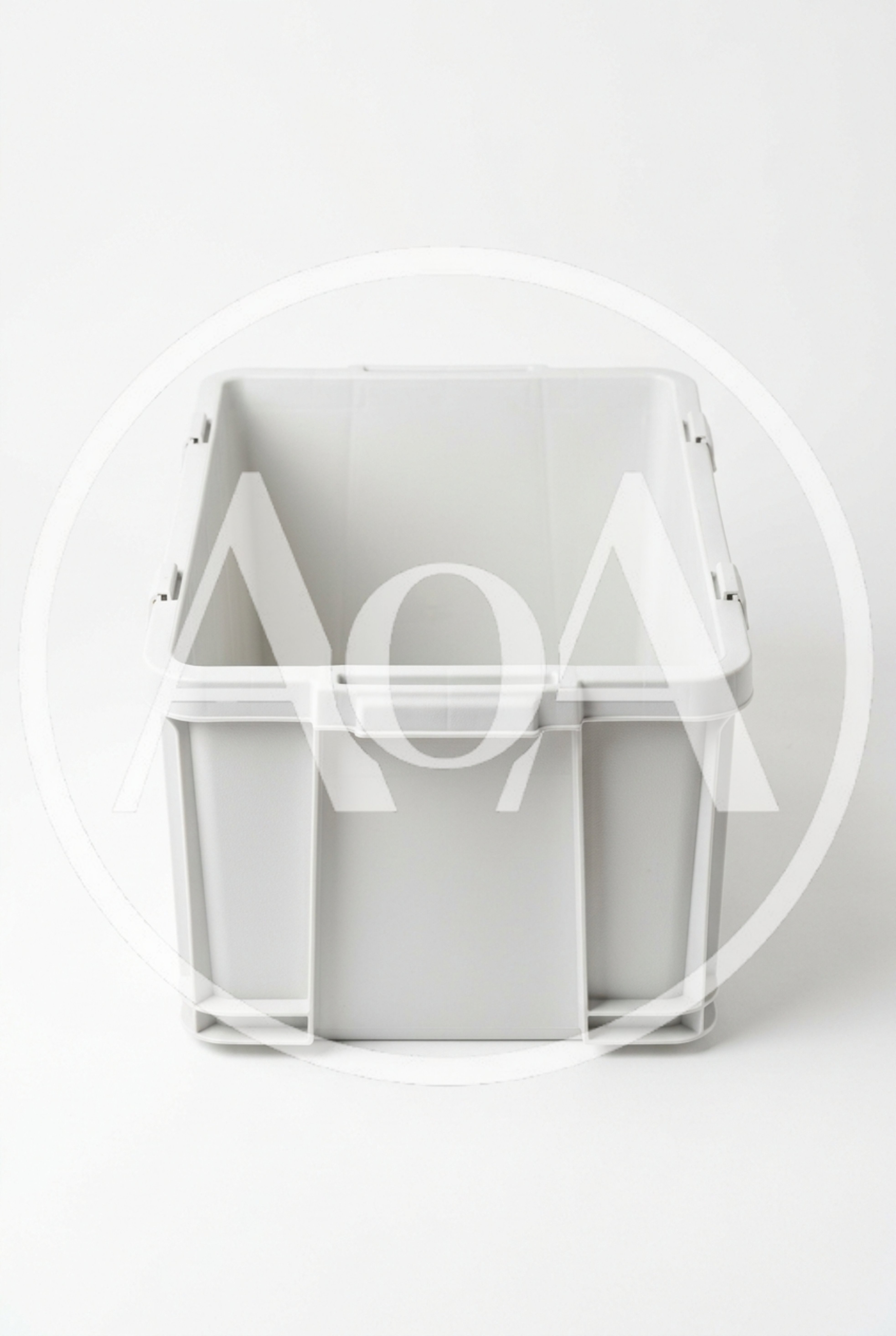 Empty Grey Plastic Storage Bin
