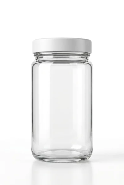 Empty Glass Jar With White Lid