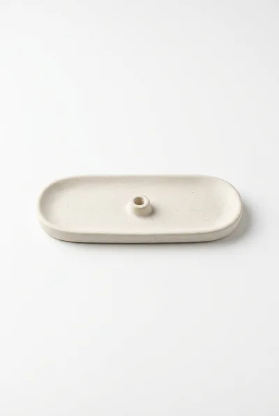 Minimalist Ceramic Incense Holder On White Background