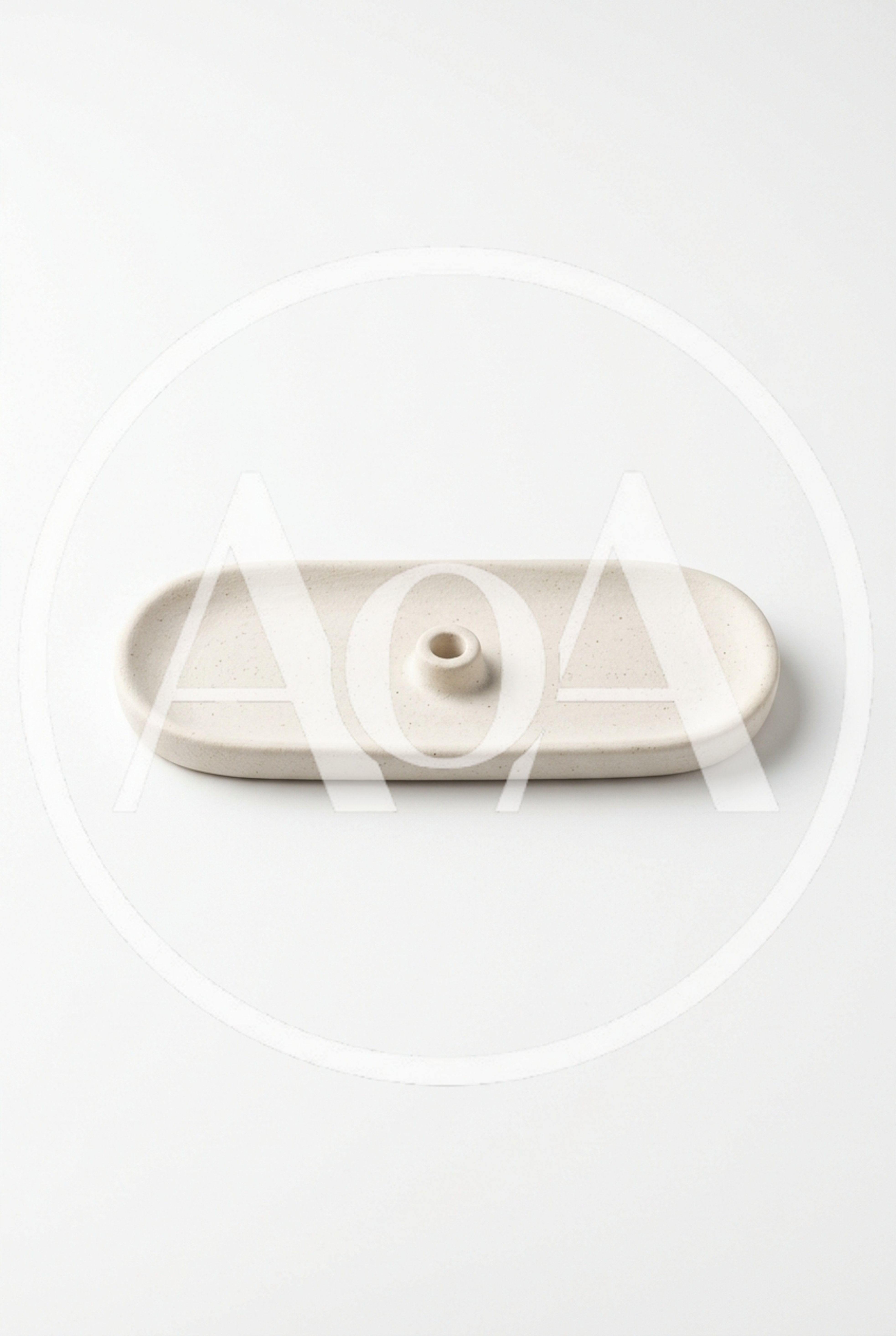 Minimalist Ceramic Incense Holder On White Background