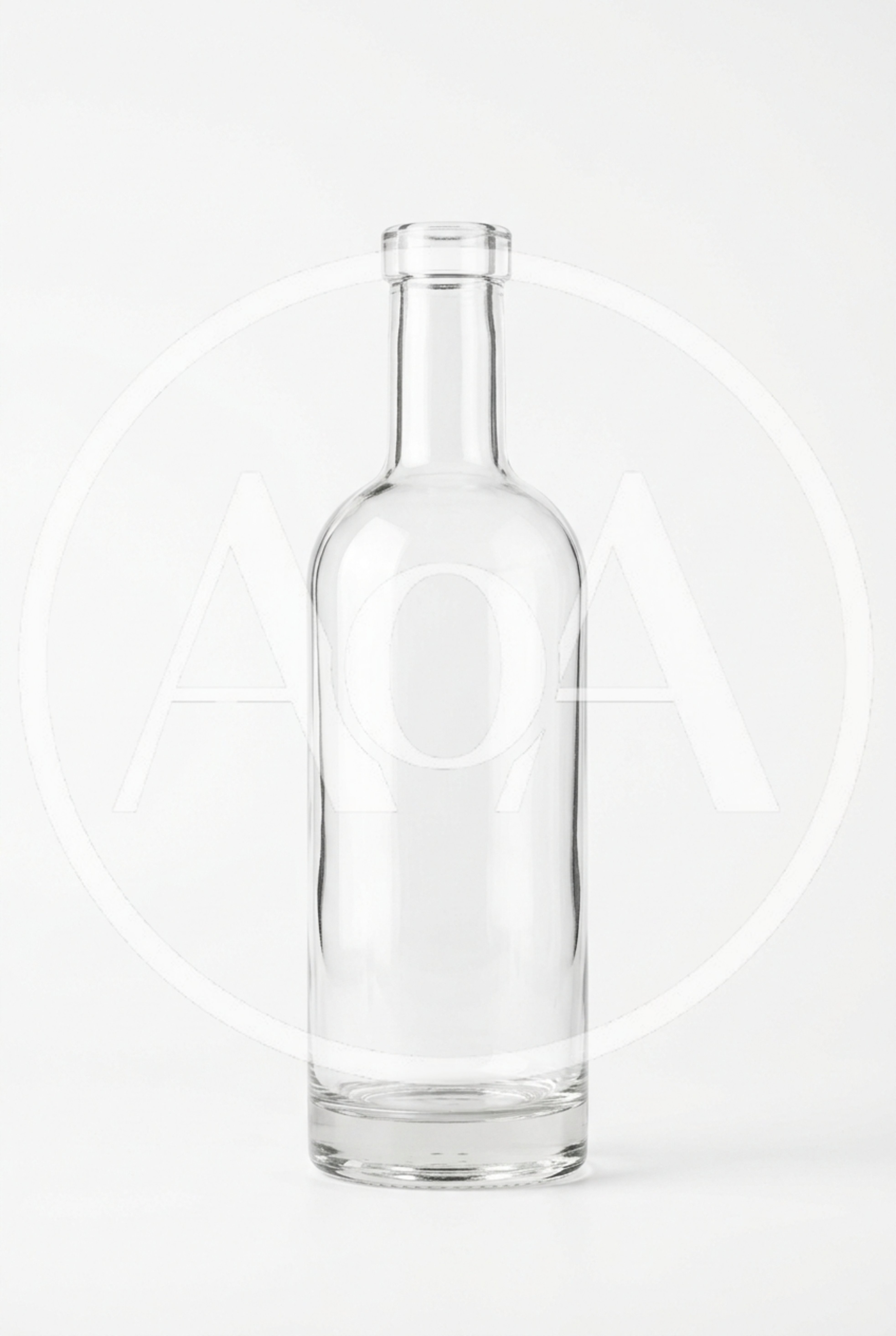 Empty Clear Glass Bottle On White Background