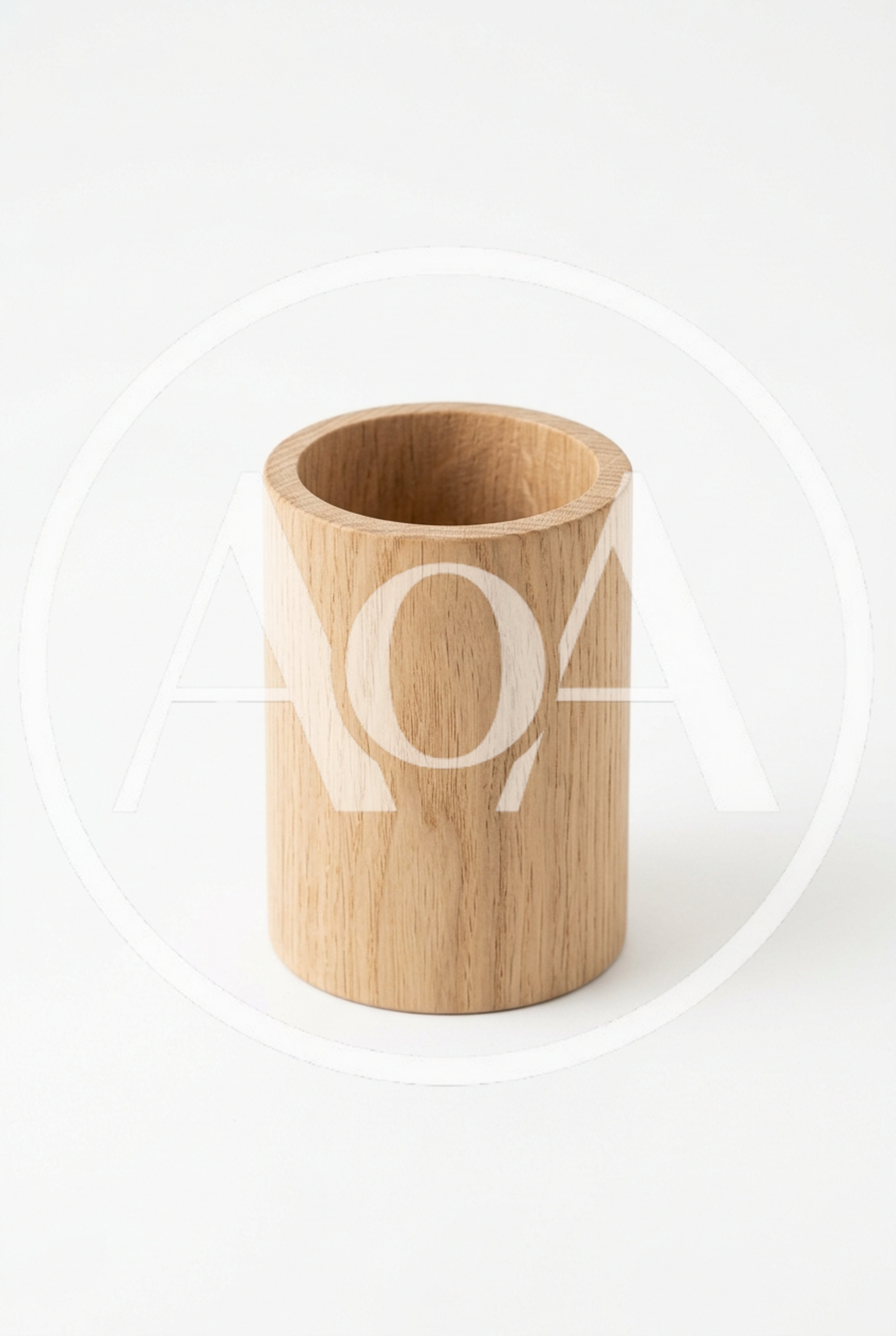 Minimalist Wooden Pencil Holder On White Background