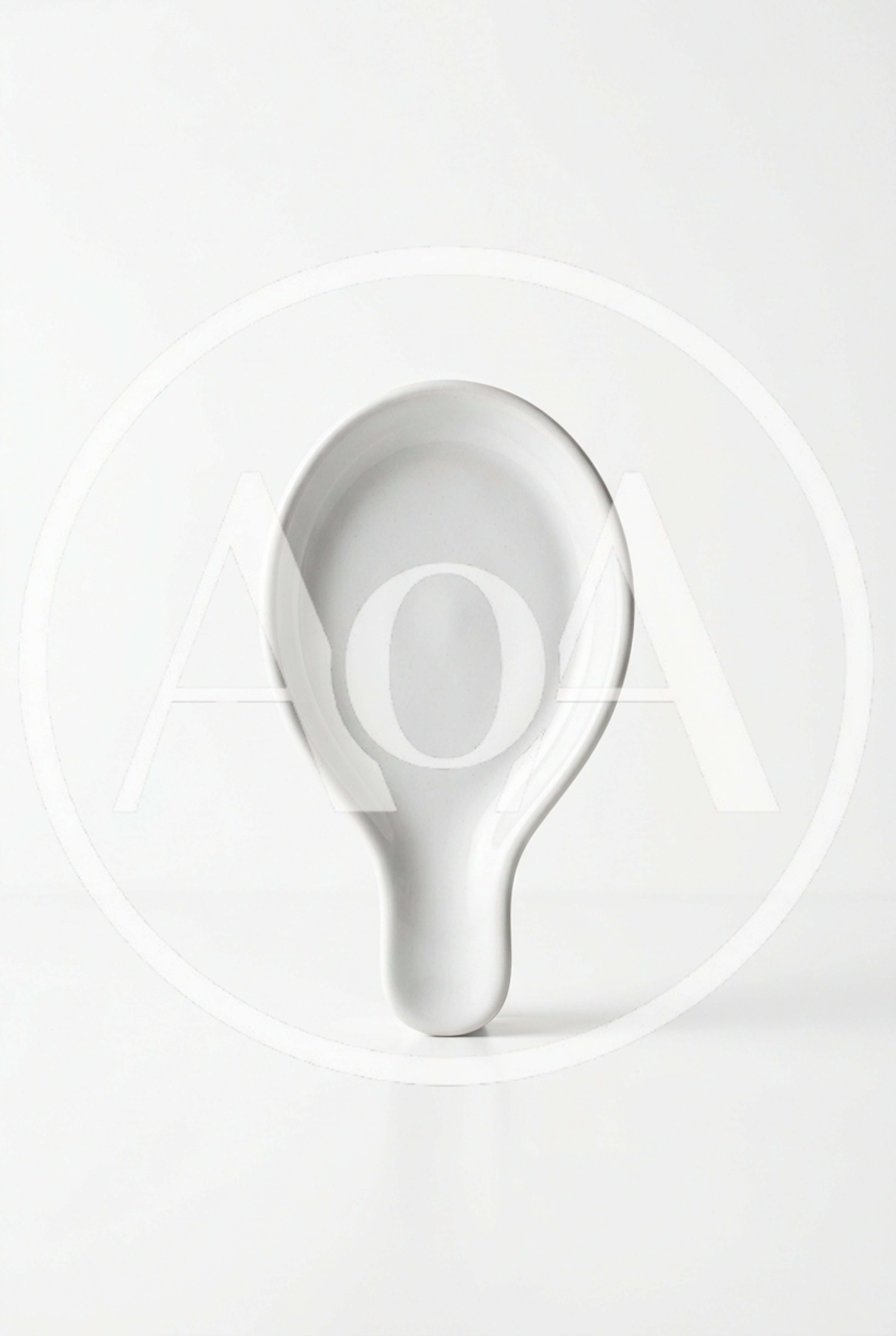 White Ceramic Spoon Rest On White Background