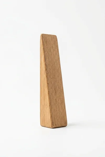 Minimalist Wooden Wedge Sculpture On White Background