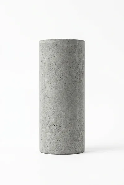 Concrete Cylinder Standing On A White Background