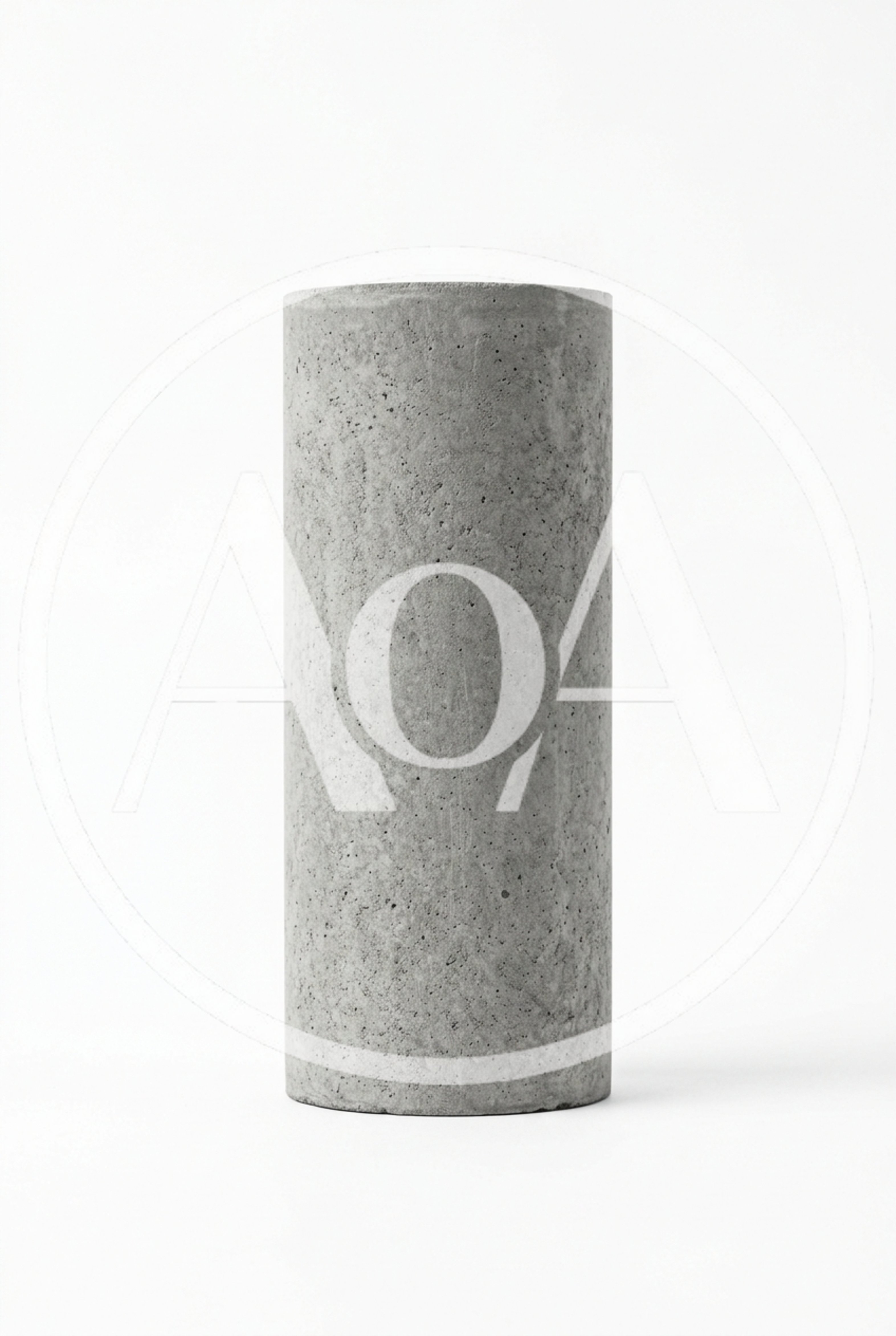 Concrete Cylinder Standing On A White Background