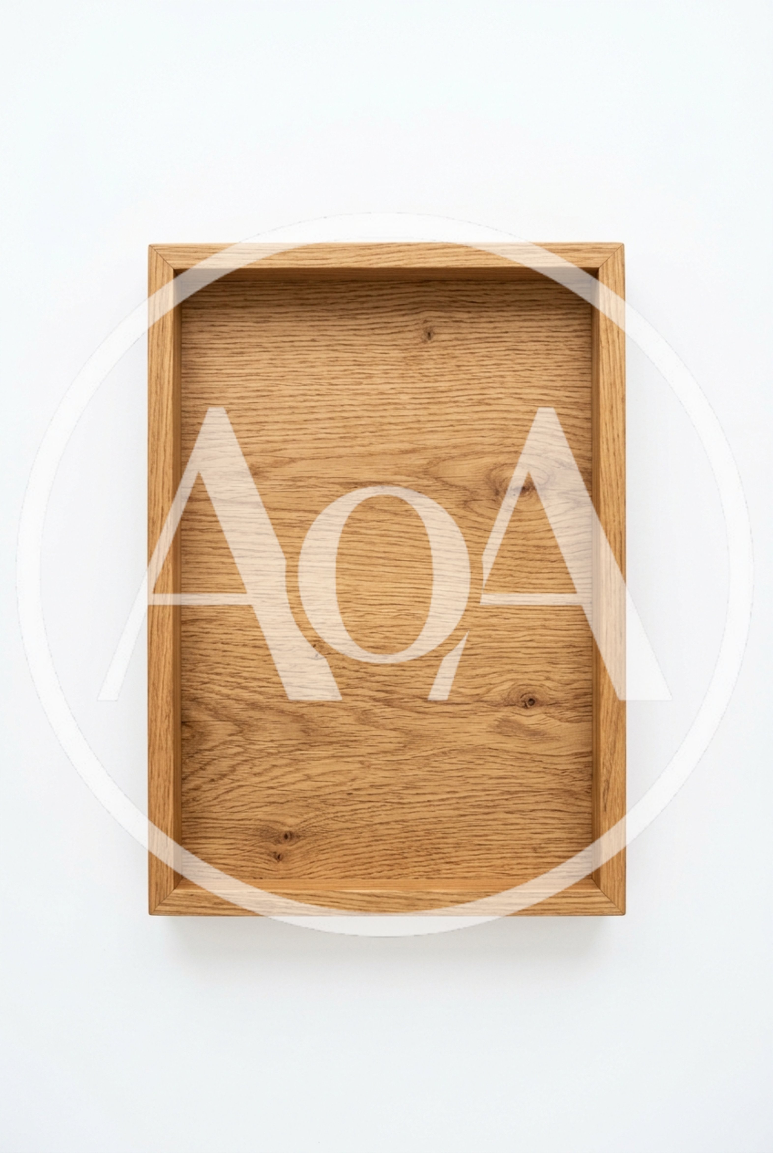 Empty Rectangular Wooden Serving Tray On White Background