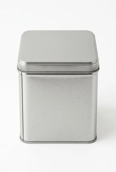 Brushed Metal Square Storage Tin Container