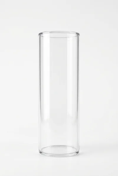 Clear Empty Cylindrical Glass Vase On White Background