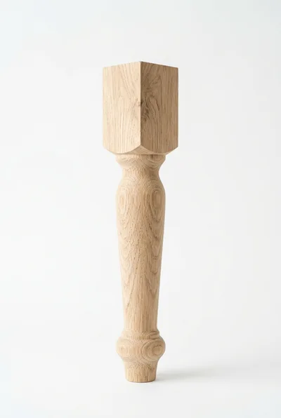 Unfinished Wooden Furniture Leg On White Background