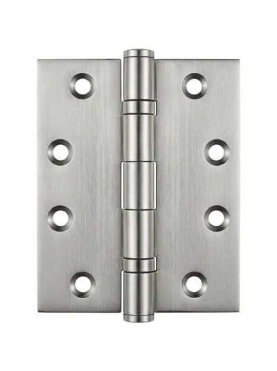 Brushed Nickel Door Hinge Isolated On White Background