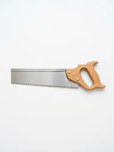Tenon Saw With Wooden Handle On White Background