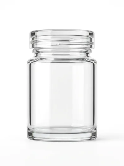 Empty Transparent Glass Jar On White Background