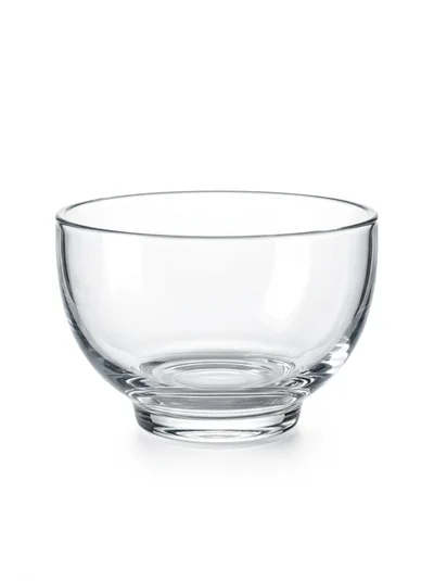 Empty Clear Glass Bowl Isolated On White Background