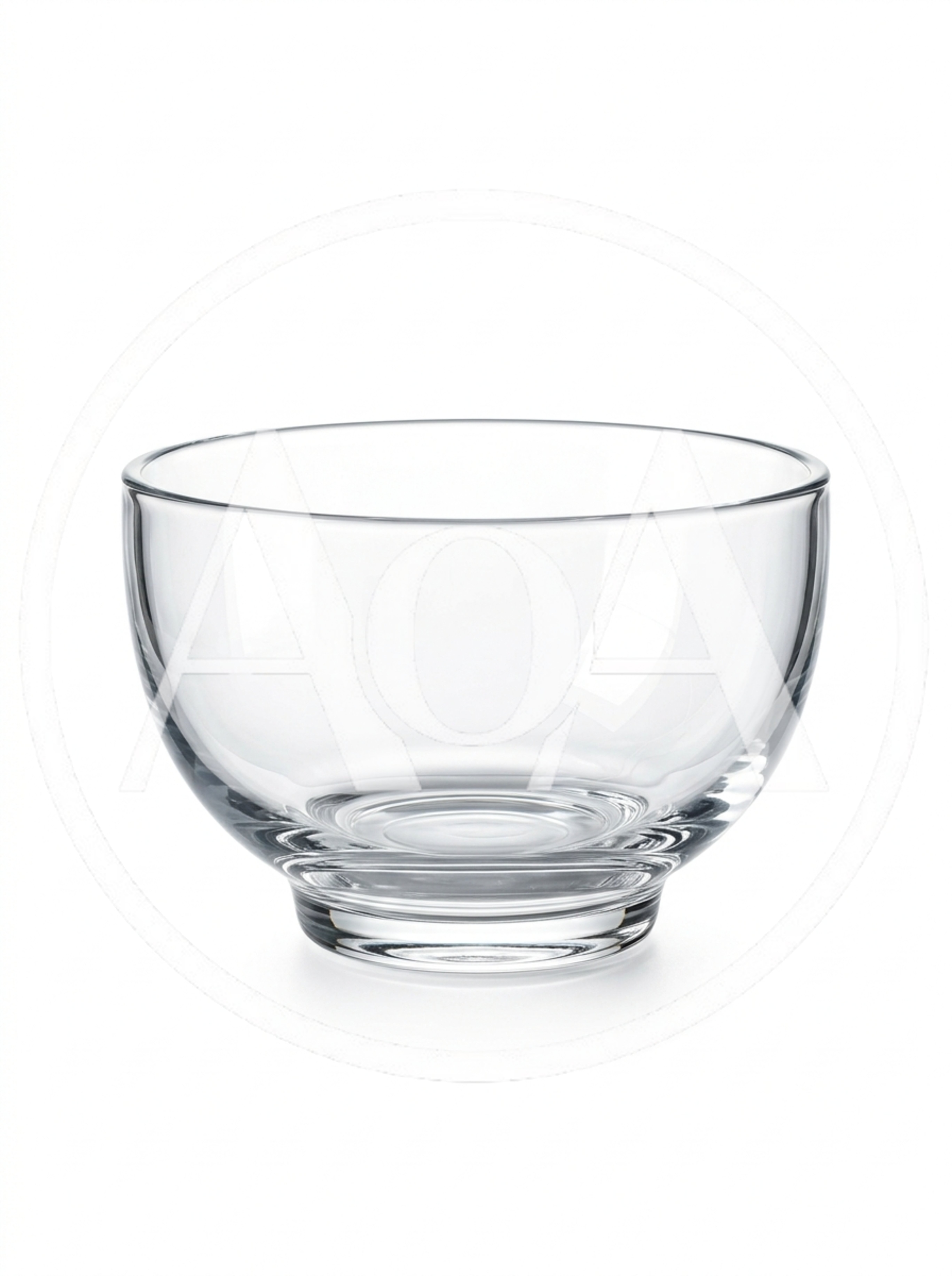Empty Clear Glass Bowl Isolated On White Background