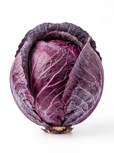 Fresh Whole Red Cabbage Isolated On White Background