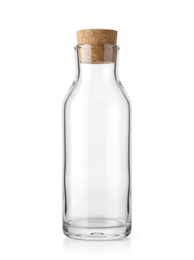 Empty Glass Bottle With Cork Stopper