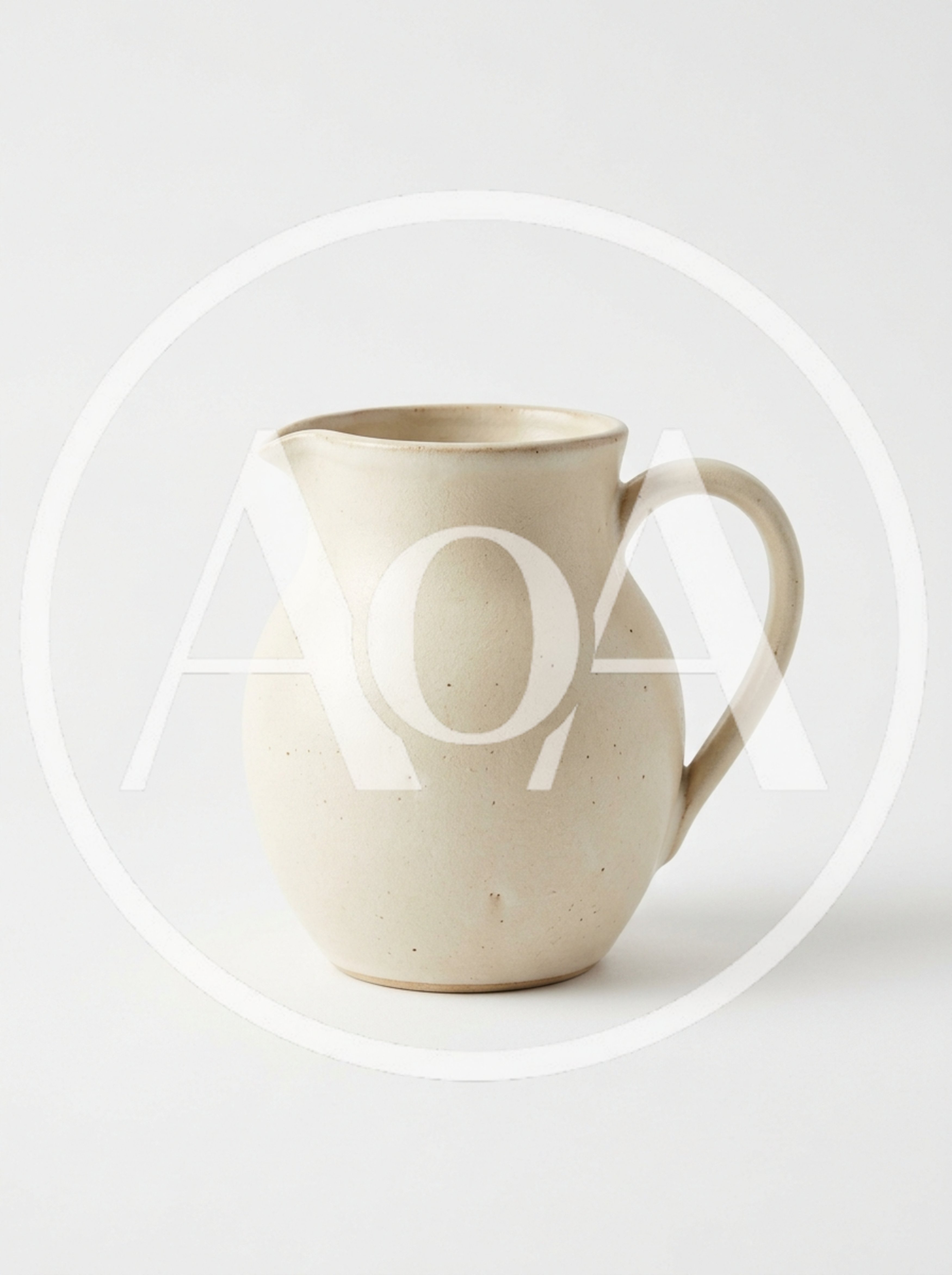 Minimalist Ceramic Pitcher On White Background