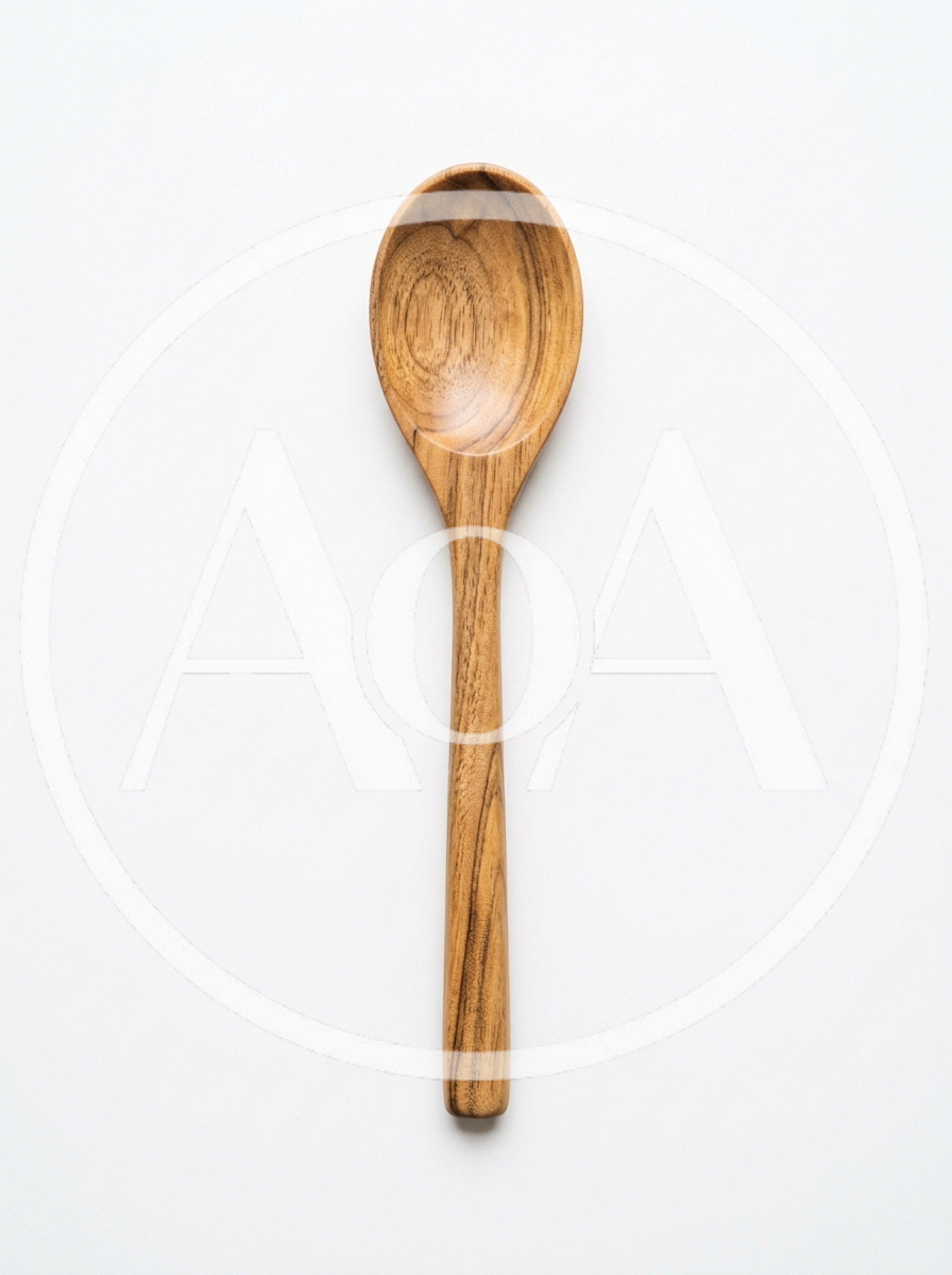 Single Wooden Spoon Isolated On White Background