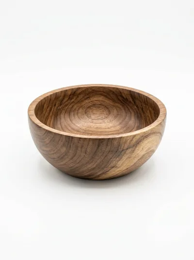 Handcrafted Wooden Bowl On White Background