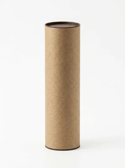 Brown Cardboard Mailing Tube On White Background