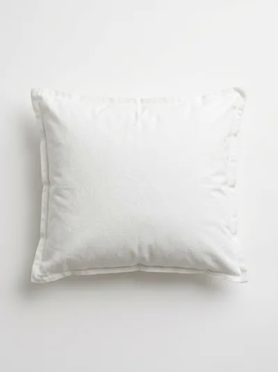 White Linen Throw Pillow On Plain Background