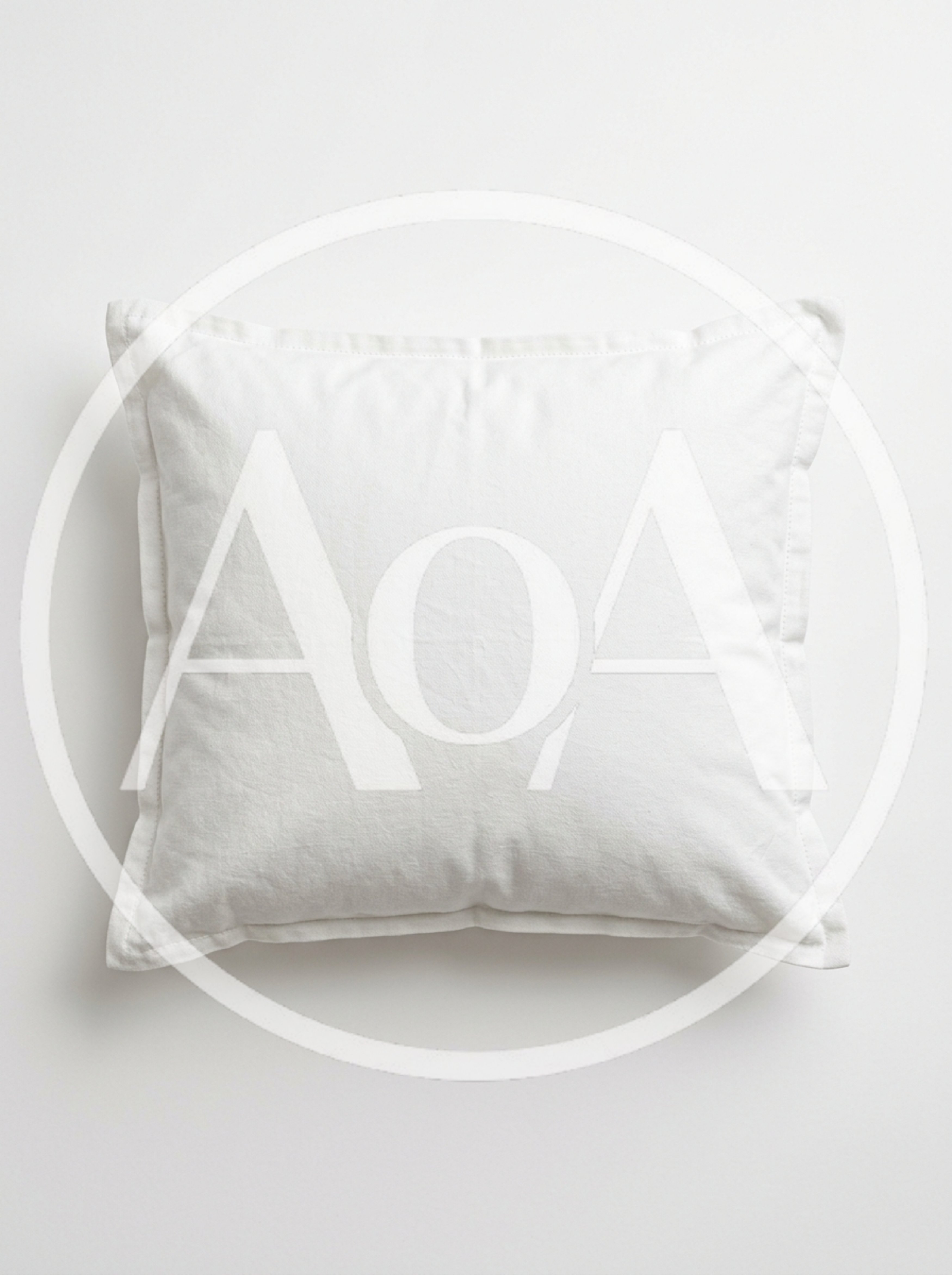 White Linen Throw Pillow On Plain Background