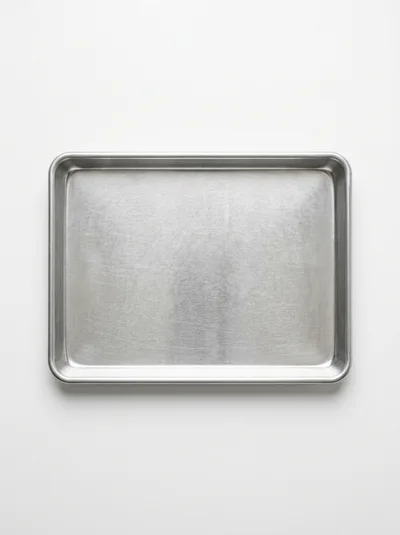 Empty Rectangular Metal Baking Sheet On White Background
