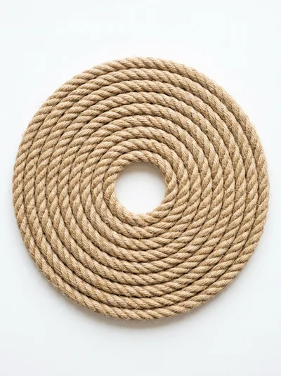 Coiled Natural Fiber Rope On White Background