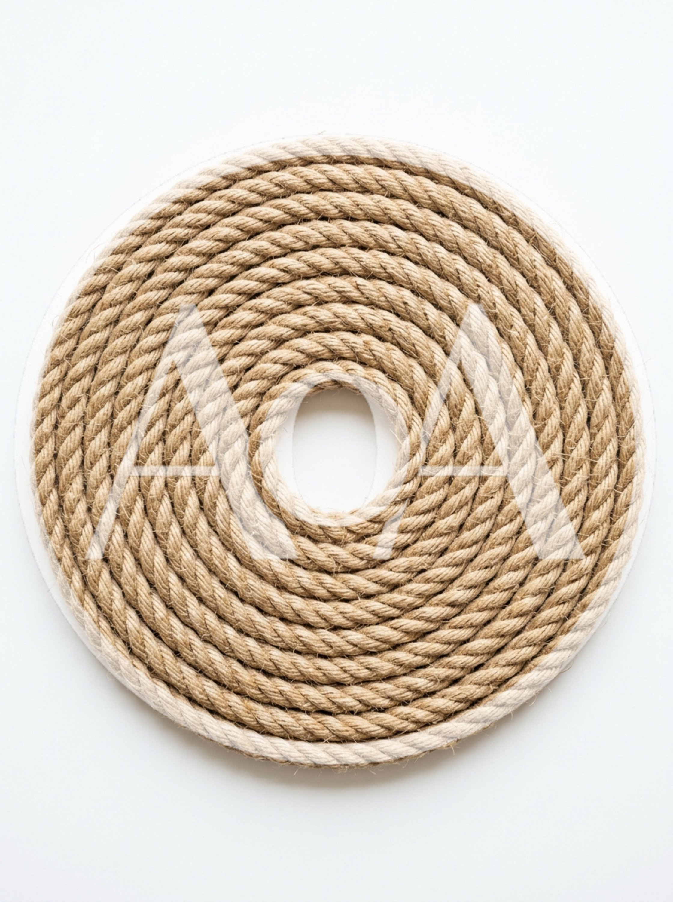 Coiled Natural Fiber Rope On White Background