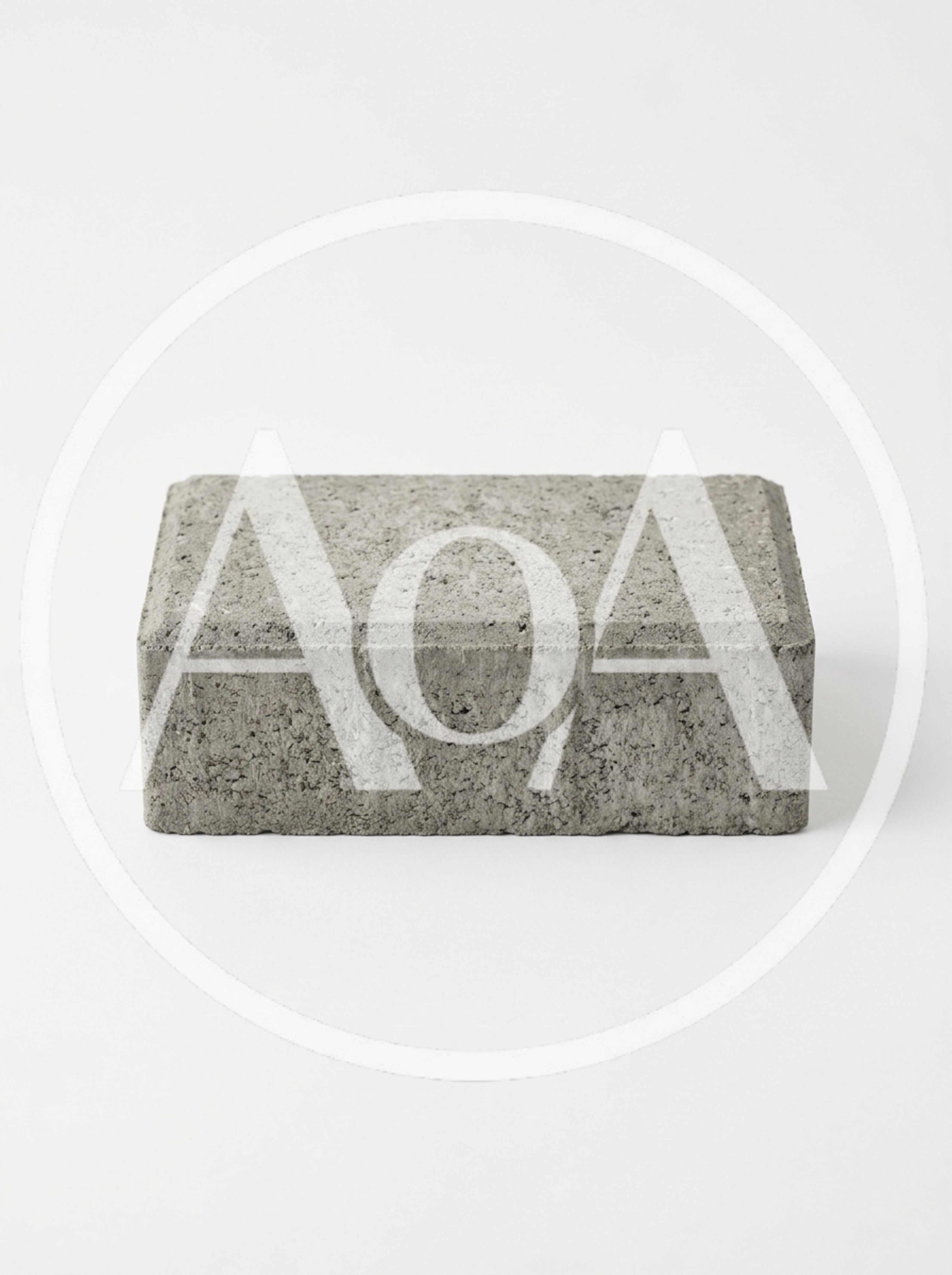 Single Gray Concrete Paver Block on White Background