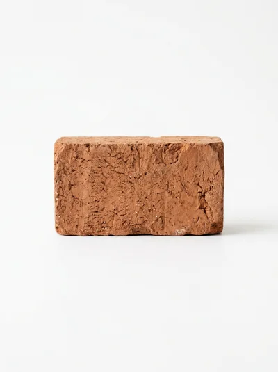 Single Red Clay Brick Isolated On White Background