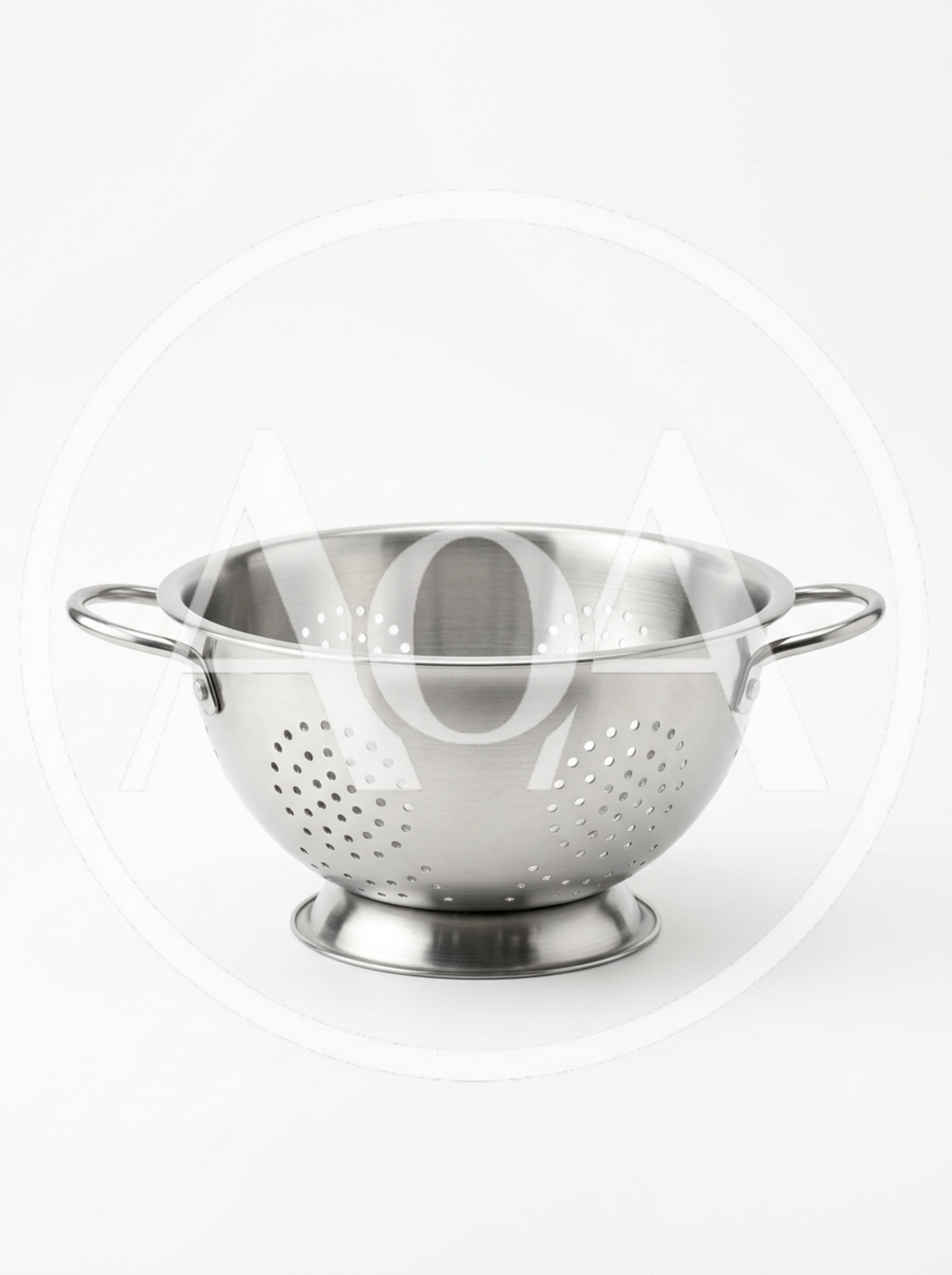 Stainless Steel Kitchen Colander Isolated On White
