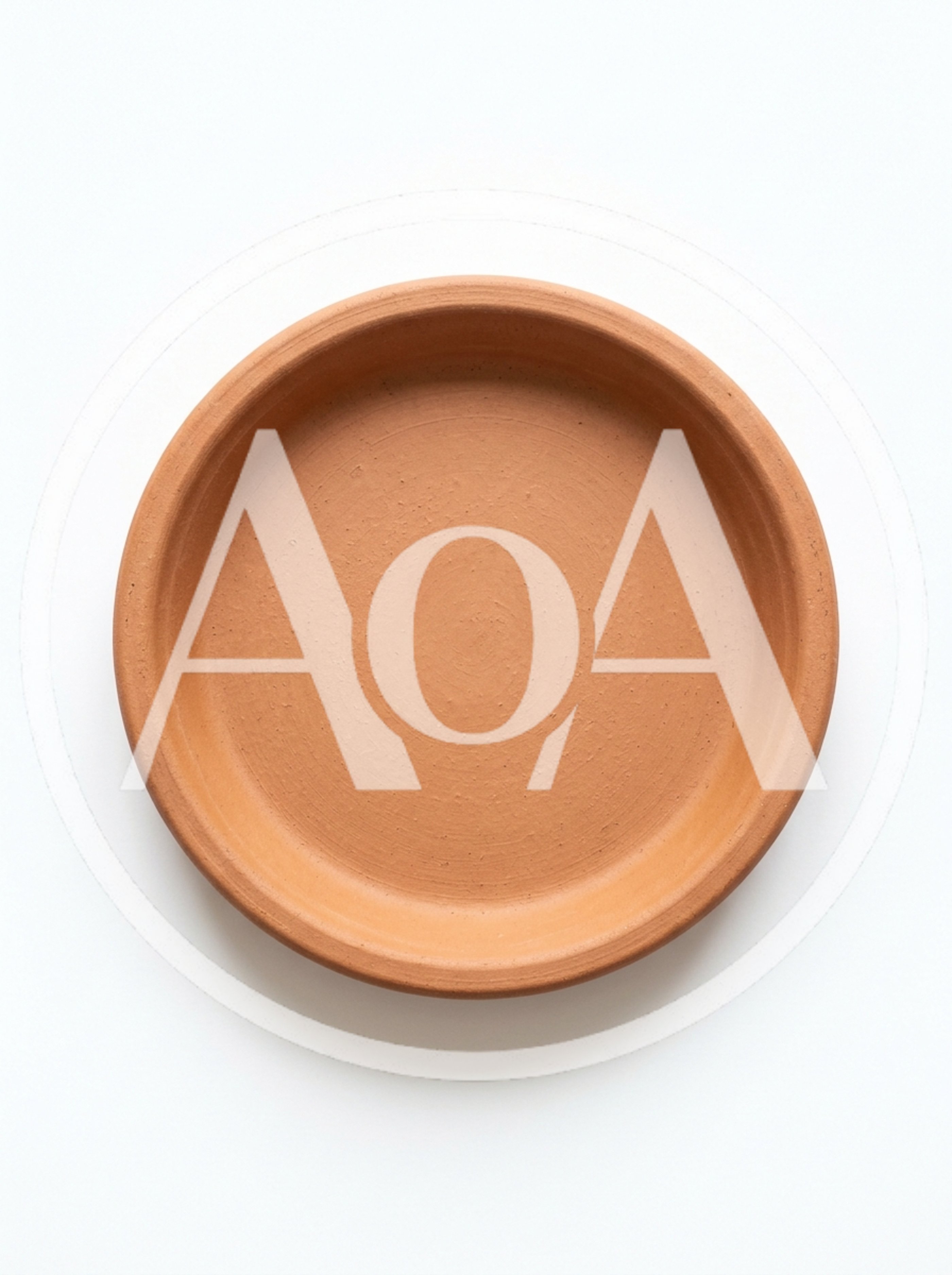 Empty Terracotta Clay Plant Saucer On White Background